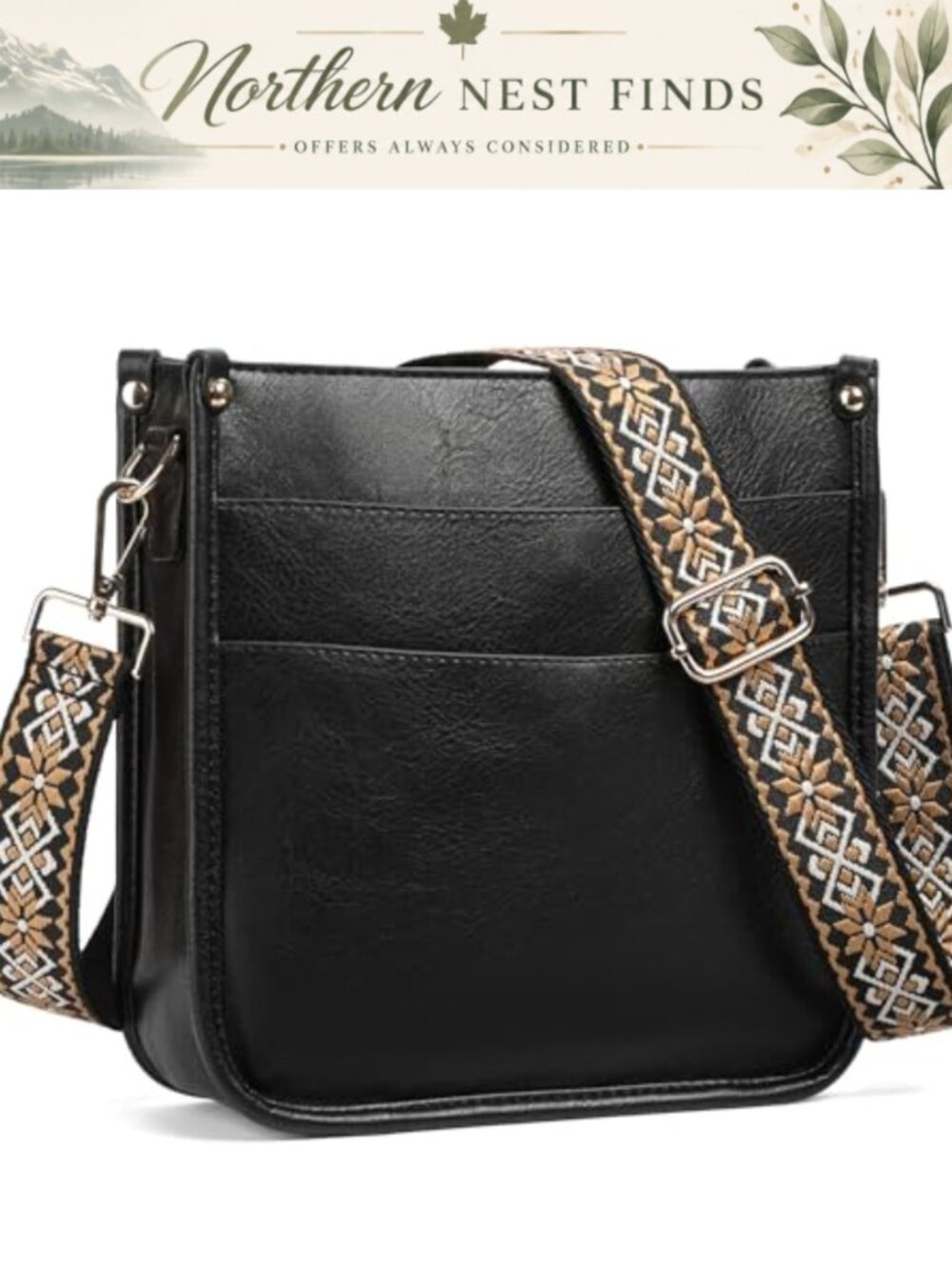 SENDEFN Vegan Leather Crossbody Hobo Bag Wide Adjustable Guitar Strap Women's